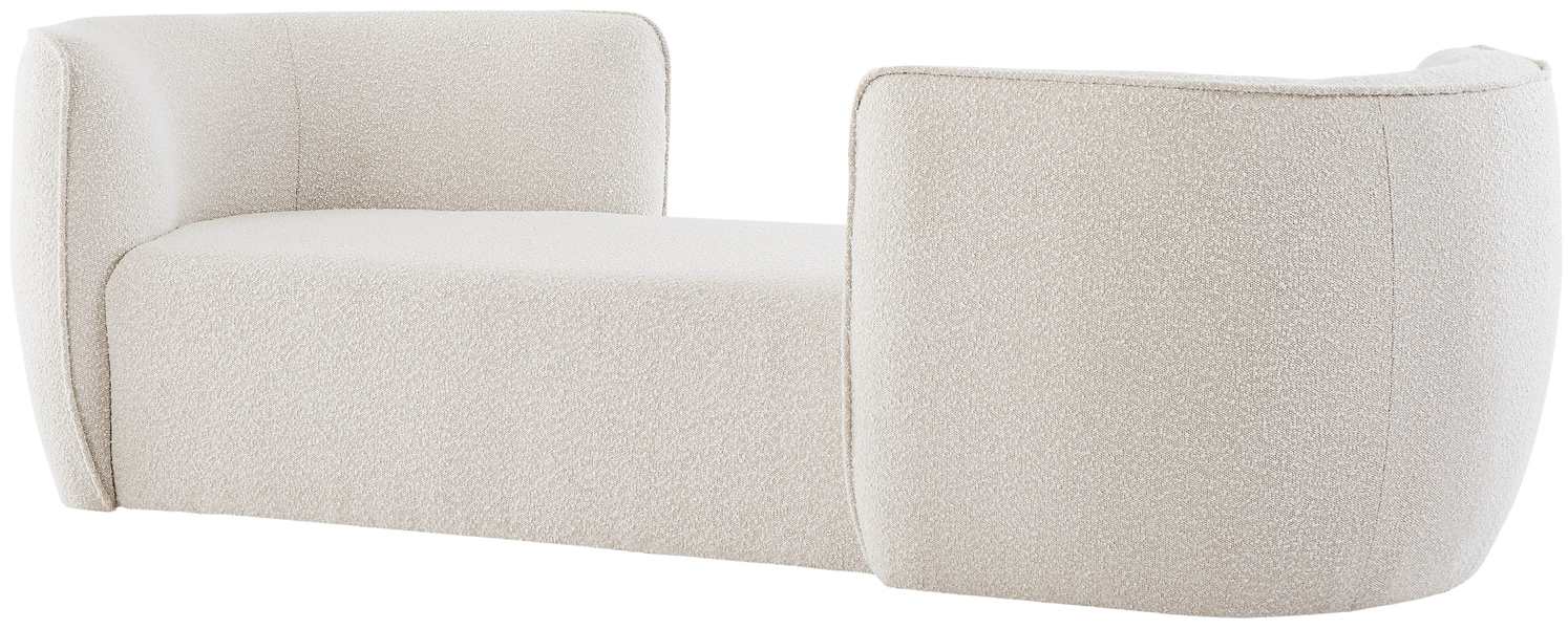 Meridian Furniture - Hilton Cream Boucle Fabric Upholstered Chaise Lounge - 158Cream - GreatFurnitureDeal
