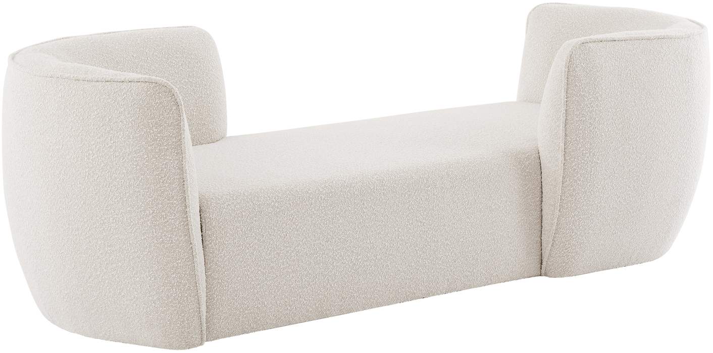 Meridian Furniture - Hilton Cream Boucle Fabric Upholstered Chaise Lounge - 158Cream - GreatFurnitureDeal