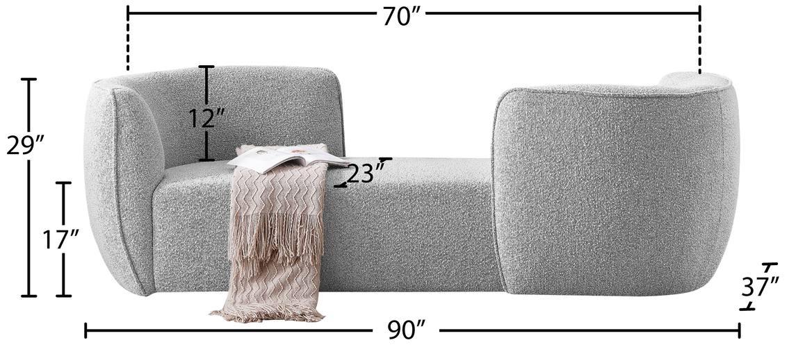 Meridian Furniture - Hilton Grey Boucle Fabric Upholstered Chaise Lounge - 158Grey - GreatFurnitureDeal