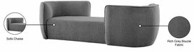 Meridian Furniture - Hilton Grey Boucle Fabric Upholstered Chaise Lounge - 158Grey - GreatFurnitureDeal