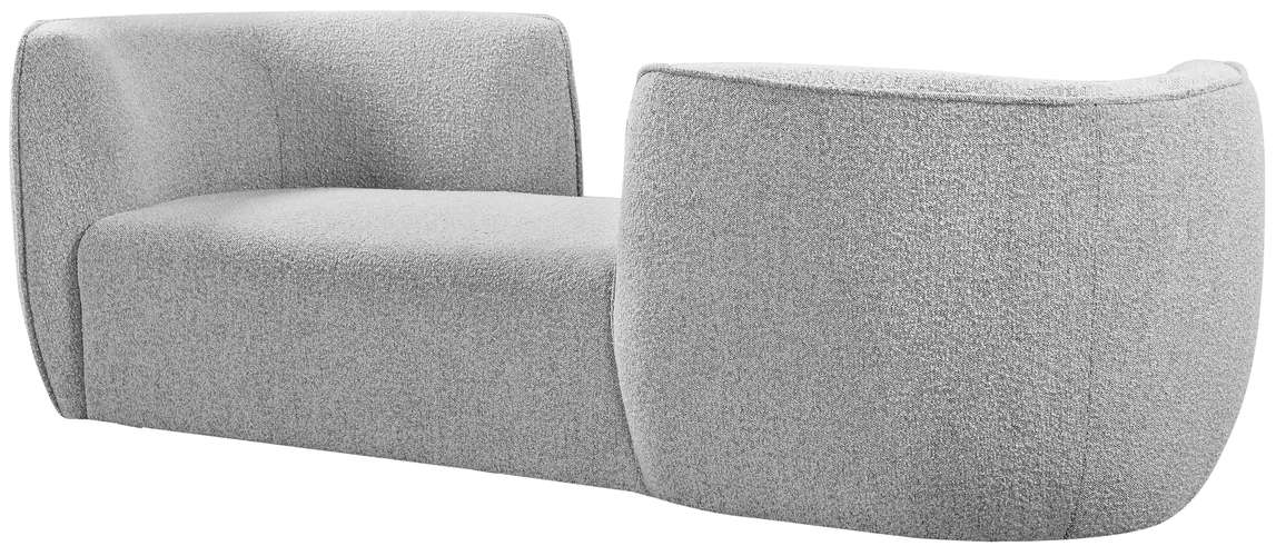 Meridian Furniture - Hilton Grey Boucle Fabric Upholstered Chaise Lounge - 158Grey - GreatFurnitureDeal