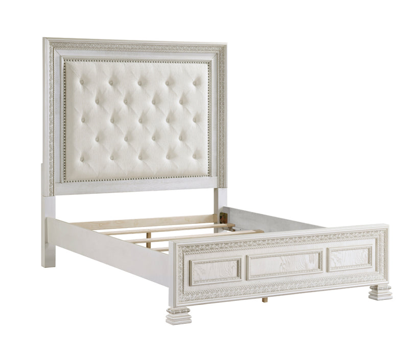 Homelegance - Theodora Queen Upholstered Bed in Pearl White - 1596-1 - GreatFurnitureDeal