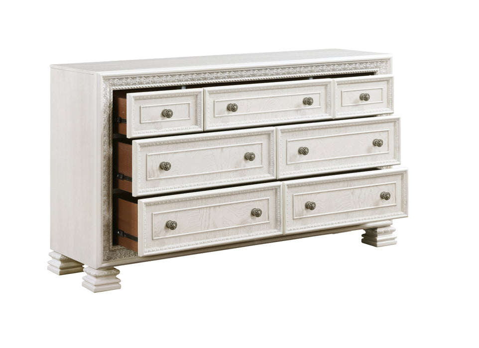 Homelegance - Theodora 7 Drawer Dresser and Mirror Set in Pearl White - 1596-5-6 - GreatFurnitureDeal