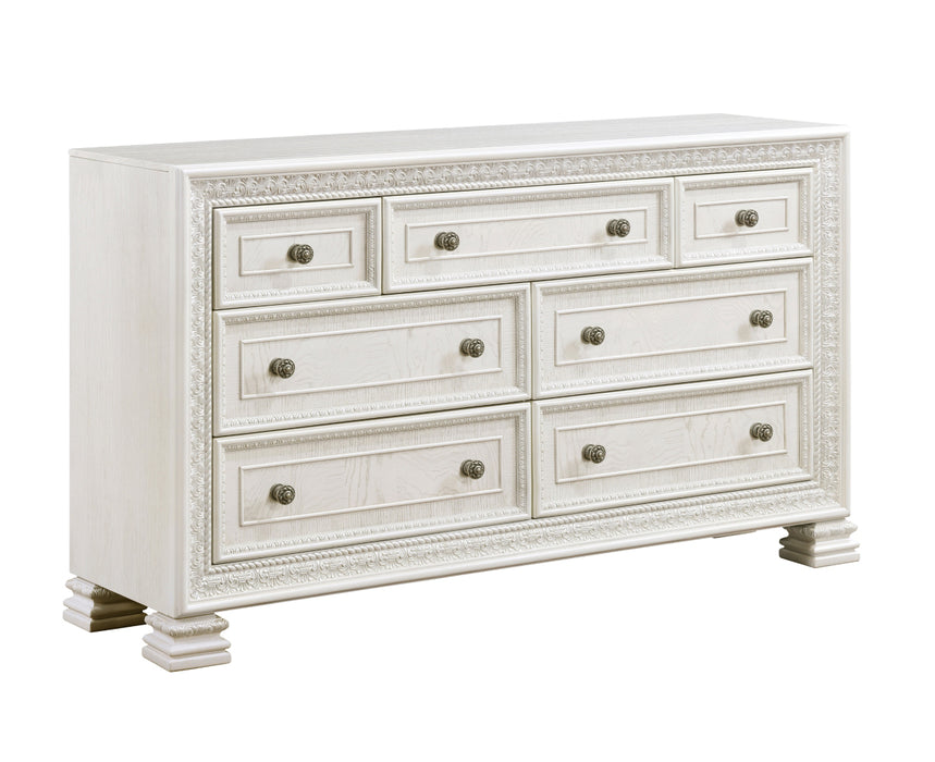 Homelegance - Theodora 7 Drawer Dresser and Mirror Set in Pearl White - 1596-5-6 - GreatFurnitureDeal