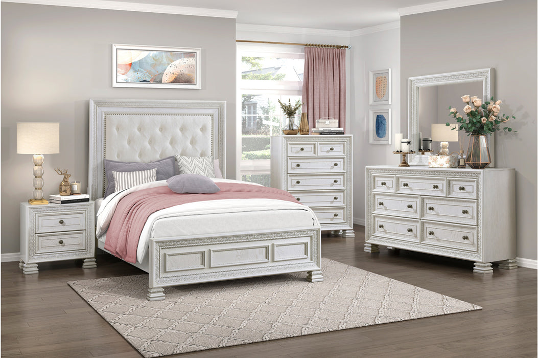 Homelegance - Theodora 3 Piece California King Upholstered Bedroom Set in Pearl White - 1596K-1CK-3SET - GreatFurnitureDeal