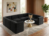 Meridian Furniture - Quincy 126" Velvet Upholstered Comfort 8 Piece Modular Sectional - 677Black-Sec8A - GreatFurnitureDeal