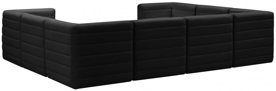 Meridian Furniture - Quincy 126" Velvet Upholstered Comfort 8 Piece Modular Sectional - 677Black-Sec8A - GreatFurnitureDeal