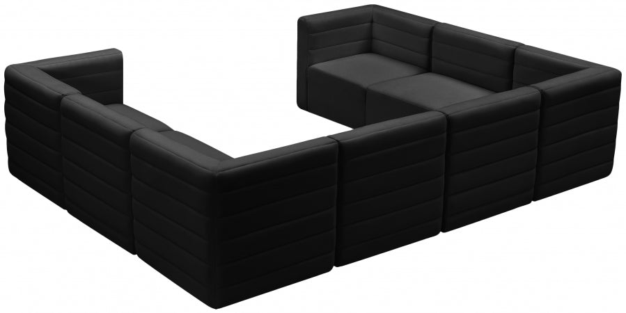 Meridian Furniture - Quincy 126" Velvet Upholstered Comfort 8 Piece Modular Sectional - 677Black-Sec8A - GreatFurnitureDeal