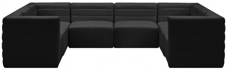 Meridian Furniture - Quincy 126" Velvet Upholstered Comfort 8 Piece Modular Sectional - 677Black-Sec8A - GreatFurnitureDeal