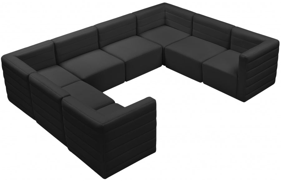 Meridian Furniture - Quincy 126" Velvet Upholstered Comfort 8 Piece Modular Sectional - 677Black-Sec8A - GreatFurnitureDeal