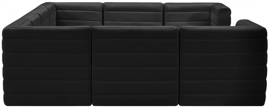 Meridian Furniture - Quincy 126" Velvet Upholstered Comfort 8 Piece Modular Sectional - 677Black-Sec8A - GreatFurnitureDeal