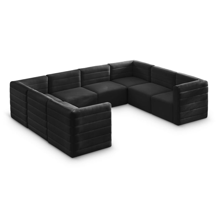 Meridian Furniture - Quincy 126" Velvet Upholstered Comfort 8 Piece Modular Sectional - 677Black-Sec8A - GreatFurnitureDeal