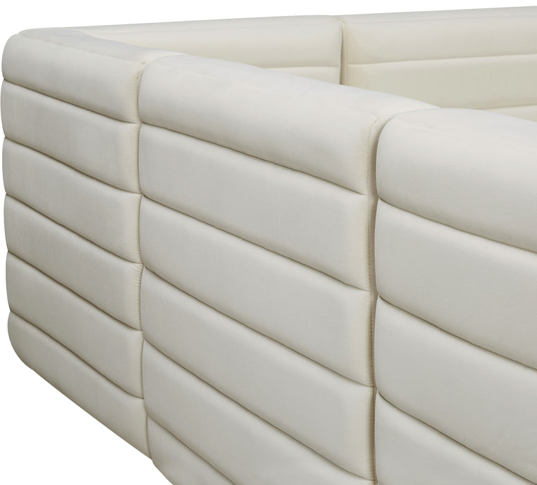 Meridian Furniture - Quincy 126" Velvet Upholstered Comfort 8 Piece Modular Sectional - 677Cream-Sec8A - GreatFurnitureDeal