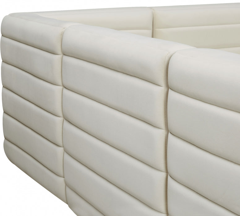 Meridian Furniture - Quincy 126" Velvet Upholstered Comfort 8 Piece Modular Sectional - 677Cream-Sec8A - GreatFurnitureDeal