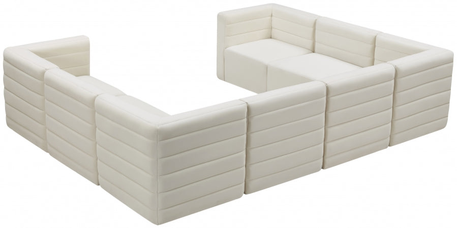 Meridian Furniture - Quincy 126" Velvet Upholstered Comfort 8 Piece Modular Sectional - 677Cream-Sec8A - GreatFurnitureDeal