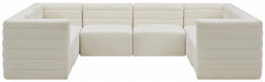 Meridian Furniture - Quincy 126" Velvet Upholstered Comfort 8 Piece Modular Sectional - 677Cream-Sec8A - GreatFurnitureDeal
