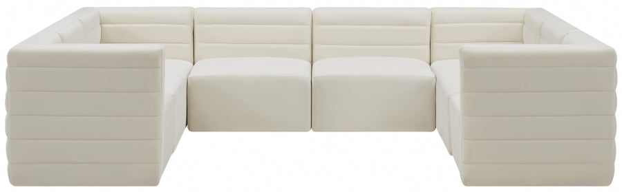 Meridian Furniture - Quincy 126" Velvet Upholstered Comfort 8 Piece Modular Sectional - 677Cream-Sec8A - GreatFurnitureDeal