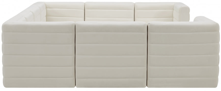 Meridian Furniture - Quincy 126" Velvet Upholstered Comfort 8 Piece Modular Sectional - 677Cream-Sec8A - GreatFurnitureDeal
