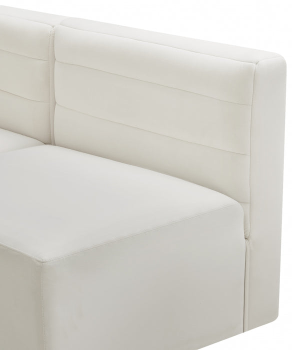 Meridian Furniture - Quincy 126" Velvet Upholstered Comfort 8 Piece Modular Sectional - 677Cream-Sec8A - GreatFurnitureDeal