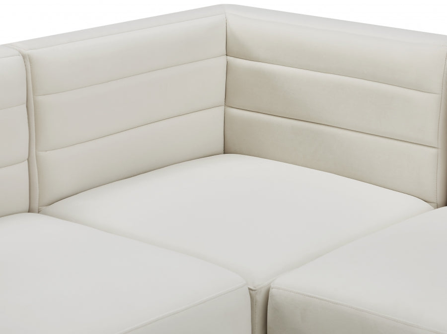 Meridian Furniture - Quincy 126" Velvet Upholstered Comfort 8 Piece Modular Sectional - 677Cream-Sec8A - GreatFurnitureDeal