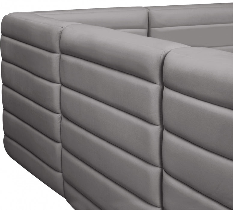Meridian Furniture - Quincy 126" Velvet Upholstered Comfort 8 Piece Modular Sectional - 677Grey-Sec8A - GreatFurnitureDeal