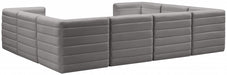Meridian Furniture - Quincy 126" Velvet Upholstered Comfort 8 Piece Modular Sectional - 677Grey-Sec8A - GreatFurnitureDeal
