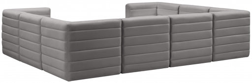 Meridian Furniture - Quincy 126" Velvet Upholstered Comfort 8 Piece Modular Sectional - 677Grey-Sec8A - GreatFurnitureDeal