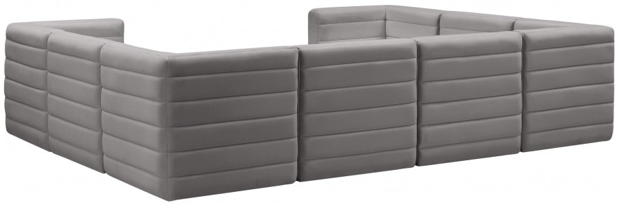 Meridian Furniture - Quincy 126" Velvet Upholstered Comfort 8 Piece Modular Sectional - 677Grey-Sec8A - GreatFurnitureDeal