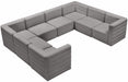 Meridian Furniture - Quincy 126" Velvet Upholstered Comfort 8 Piece Modular Sectional - 677Grey-Sec8A - GreatFurnitureDeal