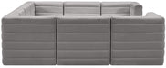 Meridian Furniture - Quincy 126" Velvet Upholstered Comfort 8 Piece Modular Sectional - 677Grey-Sec8A - GreatFurnitureDeal