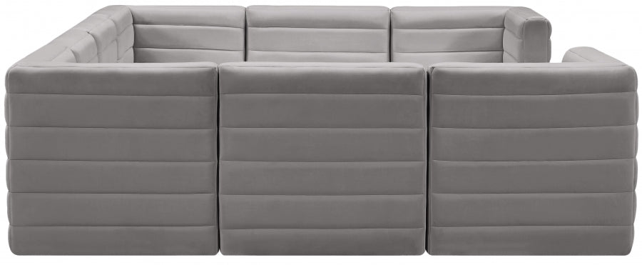 Meridian Furniture - Quincy 126" Velvet Upholstered Comfort 8 Piece Modular Sectional - 677Grey-Sec8A - GreatFurnitureDeal