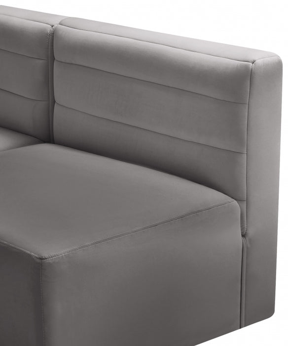 Meridian Furniture - Quincy 126" Velvet Upholstered Comfort 8 Piece Modular Sectional - 677Grey-Sec8A - GreatFurnitureDeal