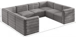 Meridian Furniture - Quincy 126" Velvet Upholstered Comfort 8 Piece Modular Sectional - 677Grey-Sec8A - GreatFurnitureDeal