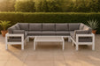 Meridian Furniture - Nizuc 150" Water Resistant Fabric Upholstered Outdoor Patio 9 Piece Modular Sectional - 375Grey-Sec9C - GreatFurnitureDeal