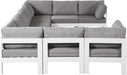 Meridian Furniture - Nizuc 150" Water Resistant Fabric Upholstered Outdoor Patio 9 Piece Modular Sectional - 375Grey-Sec9C - GreatFurnitureDeal