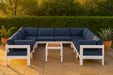 Meridian Furniture - Nizuc 150" Water Resistant Fabric Upholstered Outdoor Patio 11 Piece Modular Sectional - 375Navy-Sec11A - GreatFurnitureDeal