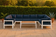 Meridian Furniture - Nizuc 150" Water Resistant Fabric Upholstered Outdoor Patio 9 Piece Modular Sectional - 375Navy-Sec9C - GreatFurnitureDeal