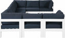 Meridian Furniture - Nizuc 150" Water Resistant Fabric Upholstered Outdoor Patio 9 Piece Modular Sectional - 375Navy-Sec9C - GreatFurnitureDeal
