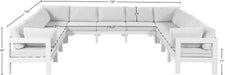Meridian Furniture - Nizuc 150" Water Resistant Fabric Upholstered Outdoor Patio 11 Piece Modular Sectional - 375White-Sec11A - GreatFurnitureDeal