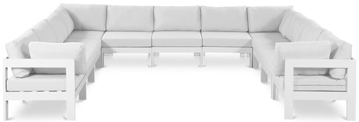 Meridian Furniture - Nizuc 150" Water Resistant Fabric Upholstered Outdoor Patio 11 Piece Modular Sectional - 375White-Sec11A - GreatFurnitureDeal