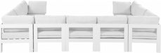 Meridian Furniture - Nizuc 150" Water Resistant Fabric Upholstered Outdoor Patio 9 Piece Modular Sectional - 375White-Sec9C - GreatFurnitureDeal