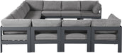 Meridian Furniture - Nizuc 150" Water Resistant Fabric Upholstered Outdoor Patio 11 Piece Modular Sectional - 376Grey-Sec11A - GreatFurnitureDeal