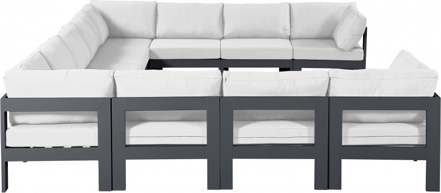 Meridian Furniture - Nizuc 150" Water Resistant Fabric Upholstered Outdoor Patio 11 Piece Modular Sectional - 376White-Sec11A - GreatFurnitureDeal