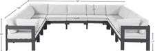 Meridian Furniture - Nizuc 150" Water Resistant Fabric Upholstered Outdoor Patio 11 Piece Modular Sectional - 376White-Sec11A - GreatFurnitureDeal