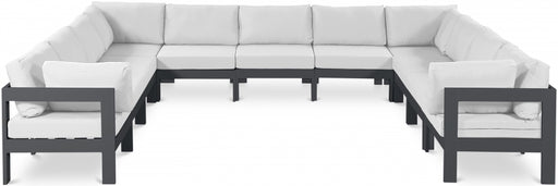 Meridian Furniture - Nizuc 150" Water Resistant Fabric Upholstered Outdoor Patio 11 Piece Modular Sectional - 376White-Sec11A - GreatFurnitureDeal