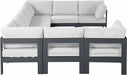 Meridian Furniture - Nizuc 150" Water Resistant Fabric Upholstered Outdoor Patio 9 Piece Modular Sectional - 376White-Sec9C - GreatFurnitureDeal