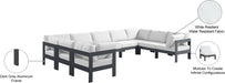 Meridian Furniture - Nizuc 150" Water Resistant Fabric Upholstered Outdoor Patio 9 Piece Modular Sectional - 376White-Sec9C - GreatFurnitureDeal