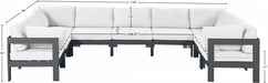 Meridian Furniture - Nizuc 150" Water Resistant Fabric Upholstered Outdoor Patio 9 Piece Modular Sectional - 376White-Sec9C - GreatFurnitureDeal