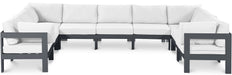 Meridian Furniture - Nizuc 150" Water Resistant Fabric Upholstered Outdoor Patio 9 Piece Modular Sectional - 376White-Sec9C - GreatFurnitureDeal
