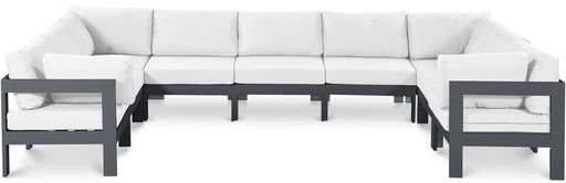 Meridian Furniture - Nizuc 150" Water Resistant Fabric Upholstered Outdoor Patio 9 Piece Modular Sectional - 376White-Sec9C - GreatFurnitureDeal